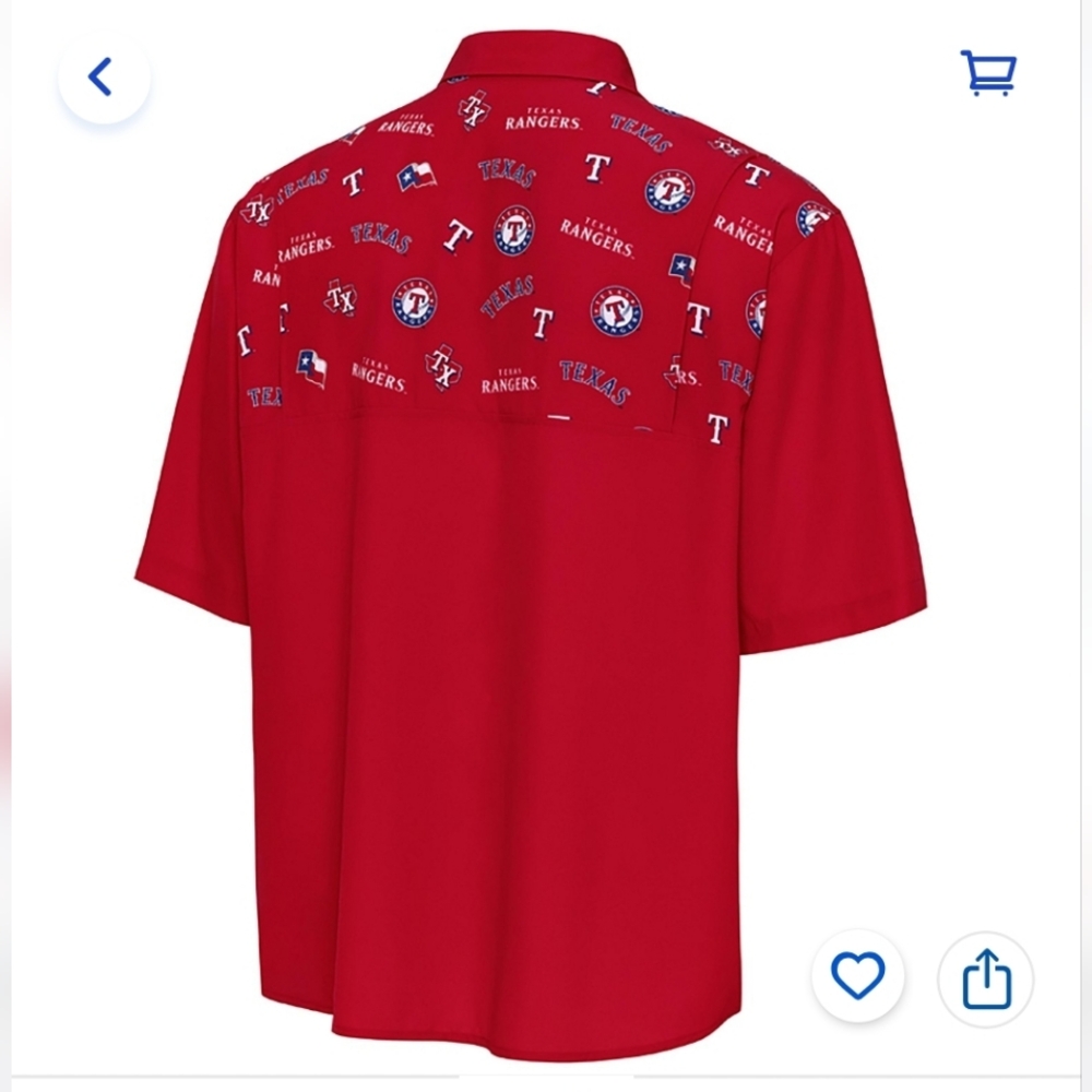 Antigua Men's Texas Rangers Scatter Print Woven Short Sleeve Fishing Shirt